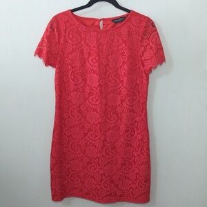 Dorothy Perkins Coral Floral Lace Mini Dress Size 8